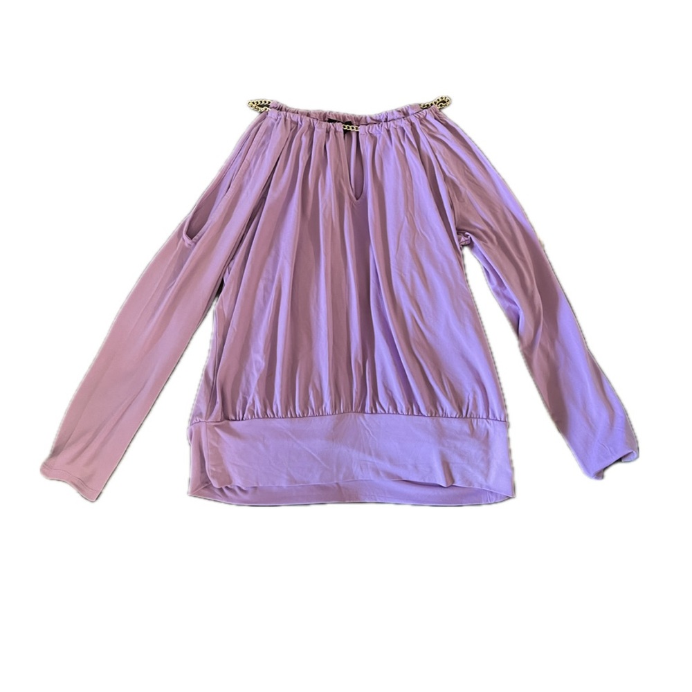 Thalia Sodi Lavender Blouse with Beaded Neckline